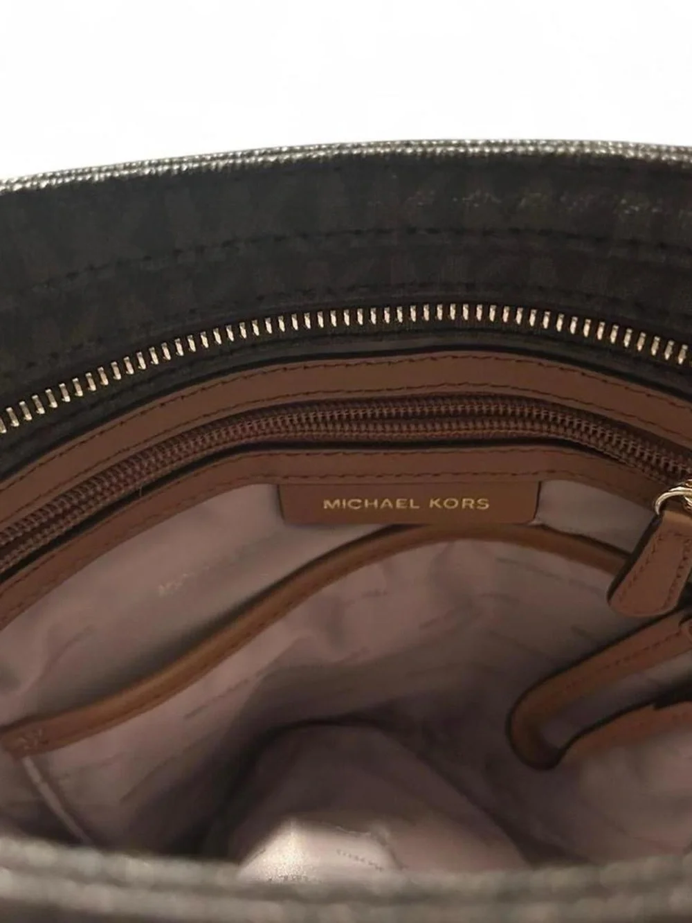 Michael Kors Dark Brown Signature Coated Canvas Jet Set Crossbody Messenger Bag